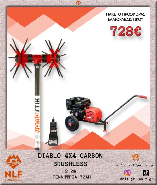 ΠΑΚΕΤΟ ΕΛΑΙΟΡΑΒΔΙΣΤΙΚΟΥ DIABLO 4X4 CARBON ΚΟΝΤΑΡΙ 2,2 ΜΕΤΡΑ BRUSHLESS ΜΟΤΕΡ ΜΕ ΓΕΝΝΗΤΡΙΑ 70Α DI4X4CB.22.G70
