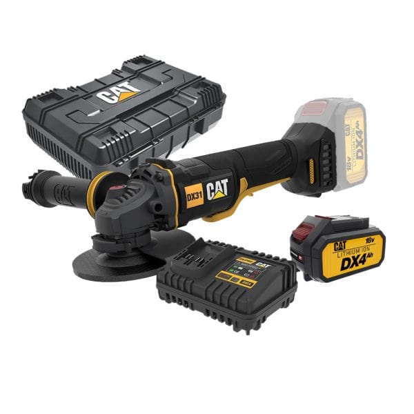 ΓΩΝΙΑΚΟΣ ΤΡΟΧΟΣ ΜΠΑΤΑΡΙΑΣ CAT COMBO-12 125mm DX314B + ΚΑΣΕΤΙΝΑ + ΜΠΑΤΑΡΙΑ 4.0Ah DXB4 + ΦΟΡΤΙΣΤΗΣ DXC4 05-9879