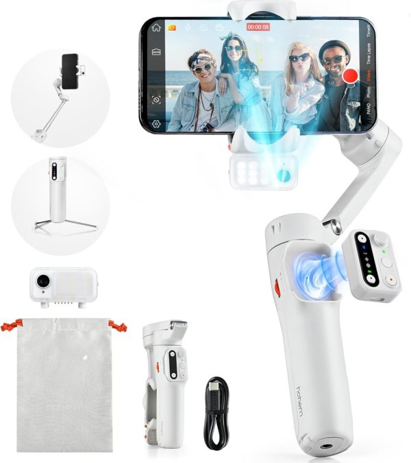 Hohem Gimbal iSteady V3 Foldable Smartphone Stabilizer (White) 71+UAS9I2-L._AC_SL1500_