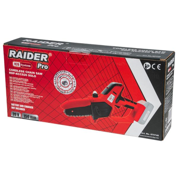 RAIDER R20 Solo Αλυσοπρίονο μπαταρίας 20V 2.13kg με λάμα 15cm RDP-KCCS20 075748 10-6207-3