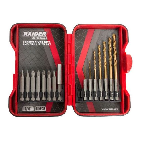 RAIDER Μύτες & τρυπάνια σετ 15τεμ 157795 157795