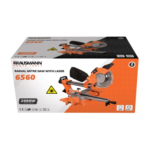 ΦΑΛΤΣΟΠΡΙΟΝΟ RADIAL KRAUSMANN 6560 ΜΕ ΛΕΙΖΕΡ 2000W 250MM 6560-1