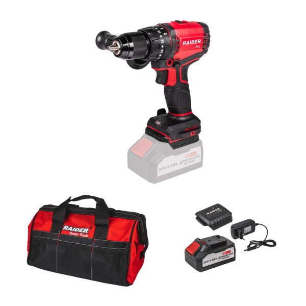 RAIDER R20 combo-03 Δραπανοκατσάβιδο κρουστικό με φορτιστή & μπαταρία 4Ah & τσάντα 10-6657