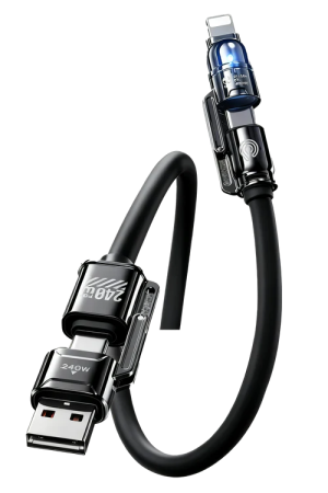 HYPERLOQ NEOCABLE PRO ΚΑΛΩΔΙΟ ΦΟΡΤΙΣΤΗΣ 1,2Μ 4-IN-1 240W ΜΑΥΡΟ