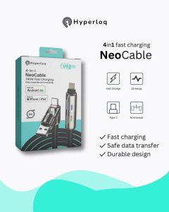 HYPERLOQ NEOCABLE ΚΑΛΩΔΙΟ ΦΟΡΤΙΣΤΗΣ 1,2Μ 4-IN-1 240W ΜΑΥΡΟ