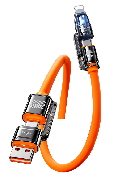 HYPERLOQ NEOCABLE PRO ΚΑΛΩΔΙΟ ΦΟΡΤΙΣΤΗΣ 1,2Μ 4-IN-1 240W ΠΟΡΤΟΚΑΛΙ HYPERLOQ-3