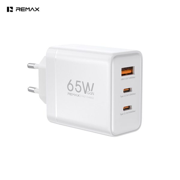 ΦΟΡΤΙΣΤΗΣ REMAX Figen Series fast Charger CA-20 (ACC65W) USB-A+USB-B με Καλώδιο USB C Λευκό 6954851231820-1